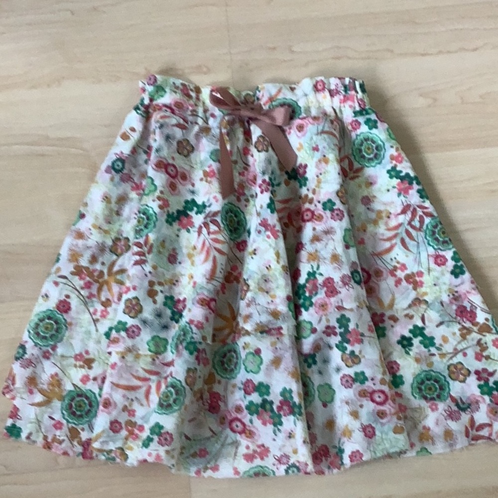 Handmade Voile Tiered Skirt with Ribbon Waist Tie
